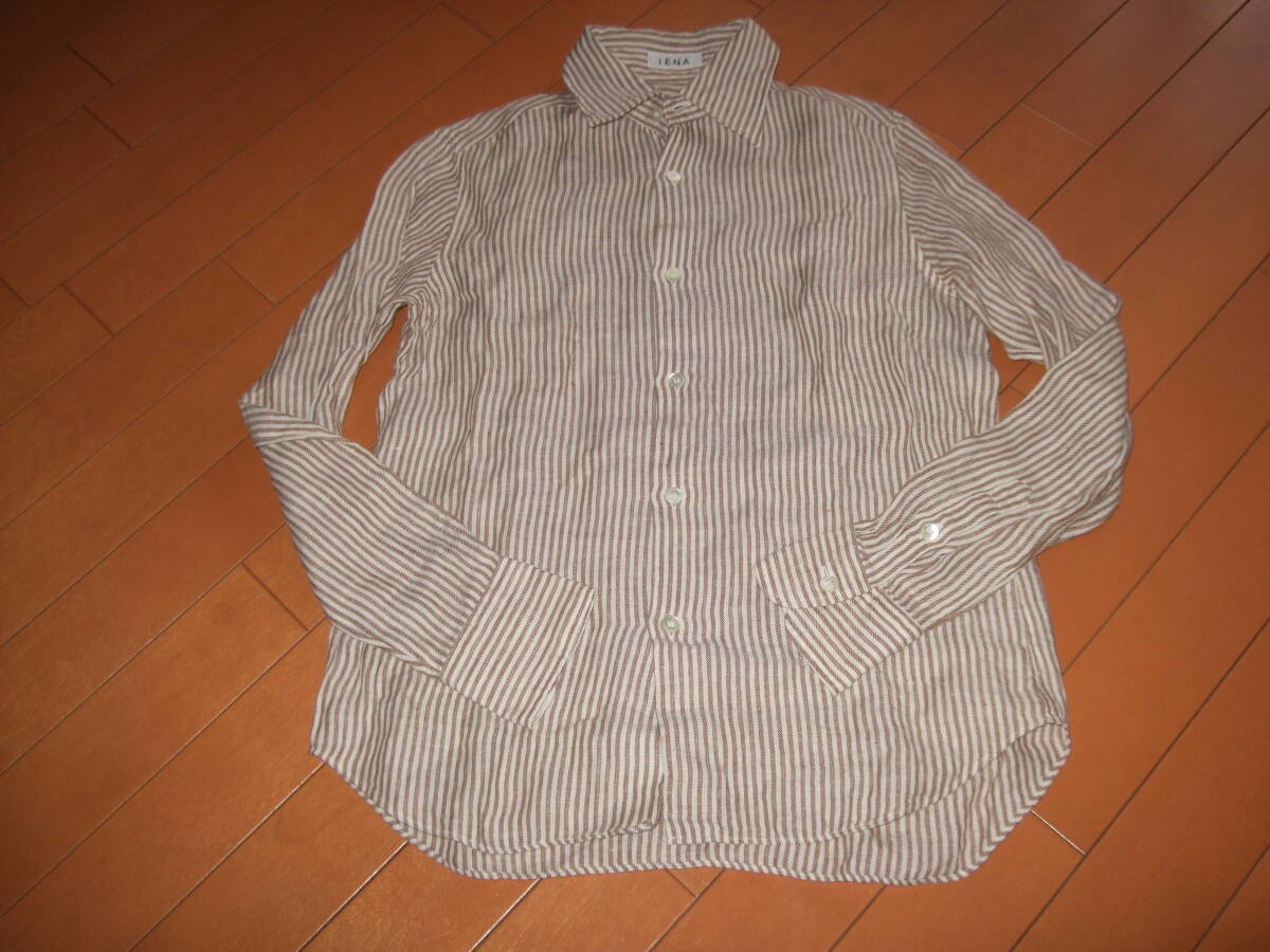 良品送料込即決☆IENA リネンシャツ☆ストライプ 拍卖