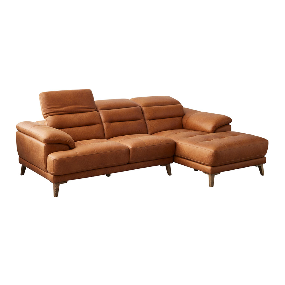 ヘッドレスト可動 3人掛け レザーファブリック カウチソファ【Emmet-エメット-】SH-24-CSH-3-CA キャメル拍卖