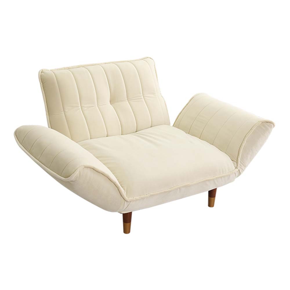 大人かわいいインテリア ベロアカウチソファ 1人掛け【Chammy -チャミー-】SH-07-OKBA1P-WHBR ホワイト&ブラウン拍卖