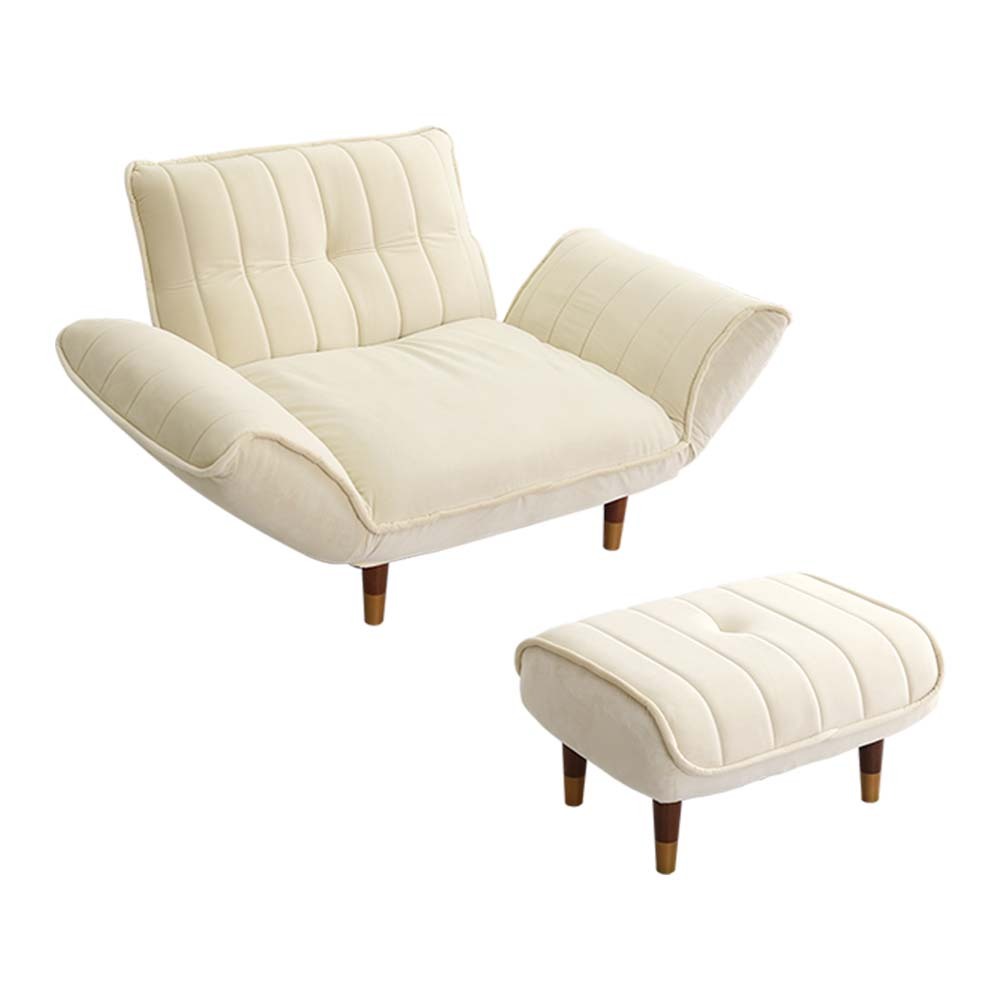 大人かわいいインテリア ベロアカウチソファ 1人掛け+オットマンセット【Chammy -チャミー-】SH-07-OKBA1P-S-WHBR ホワイト&ブラウン拍卖