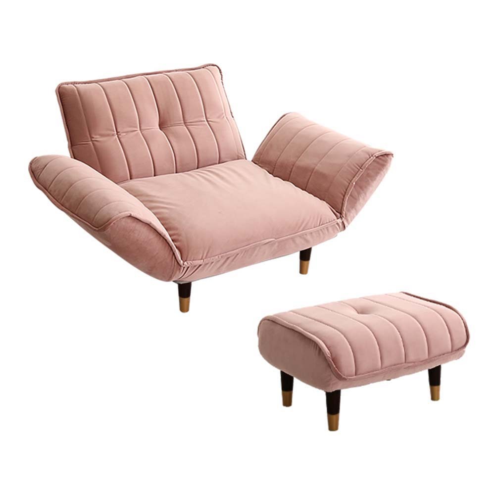 大人かわいいインテリア ベロアカウチソファ 1人掛け+オットマンセット【Chammy -チャミー-】SH-07-OKBA1P-S-PKBK ピンク&ブラック拍卖