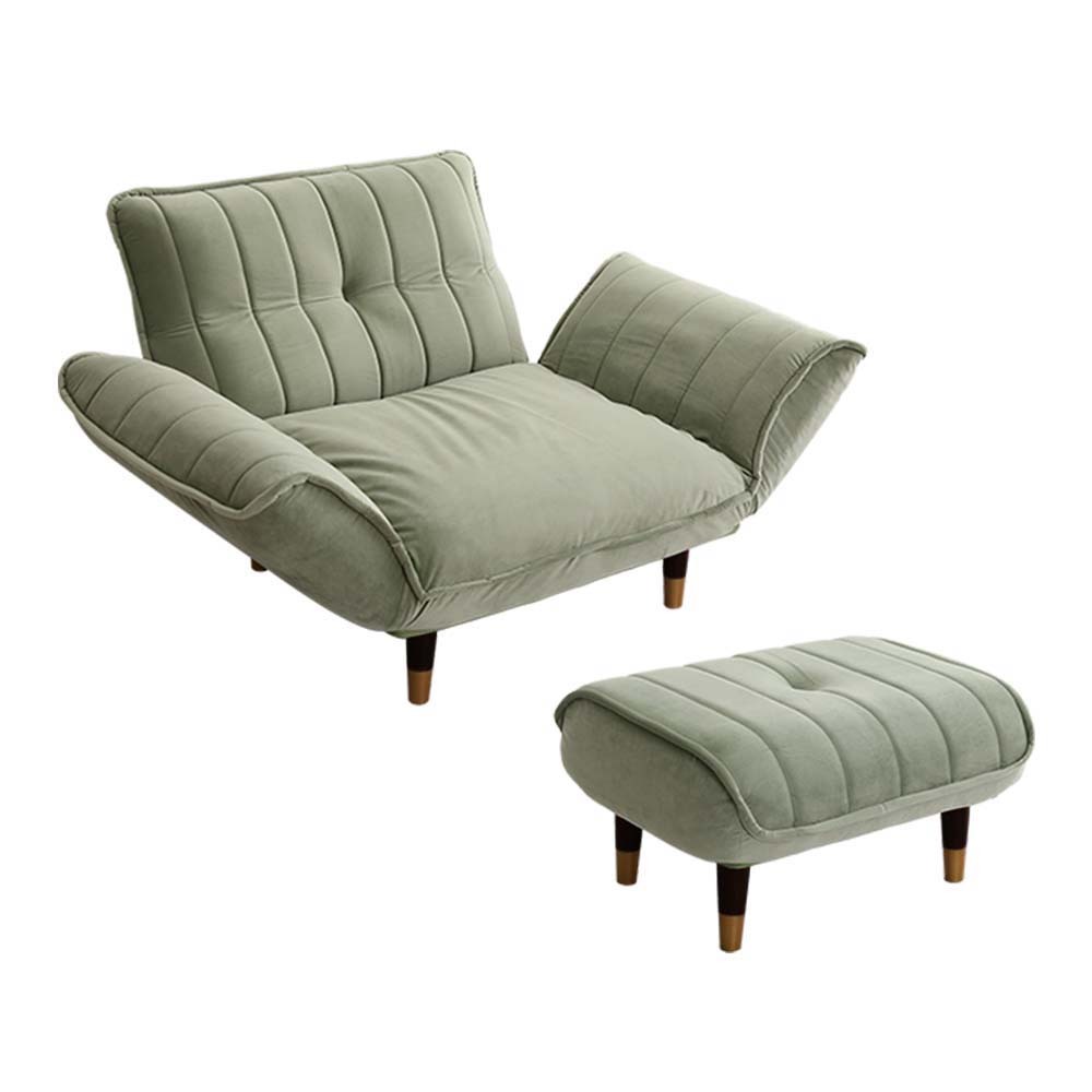 大人かわいいインテリア ベロアカウチソファ 1人掛け+オットマンセット【Chammy -チャミー-】SH-07-OKBA1P-S-GEBK グリーン&ブラック拍卖