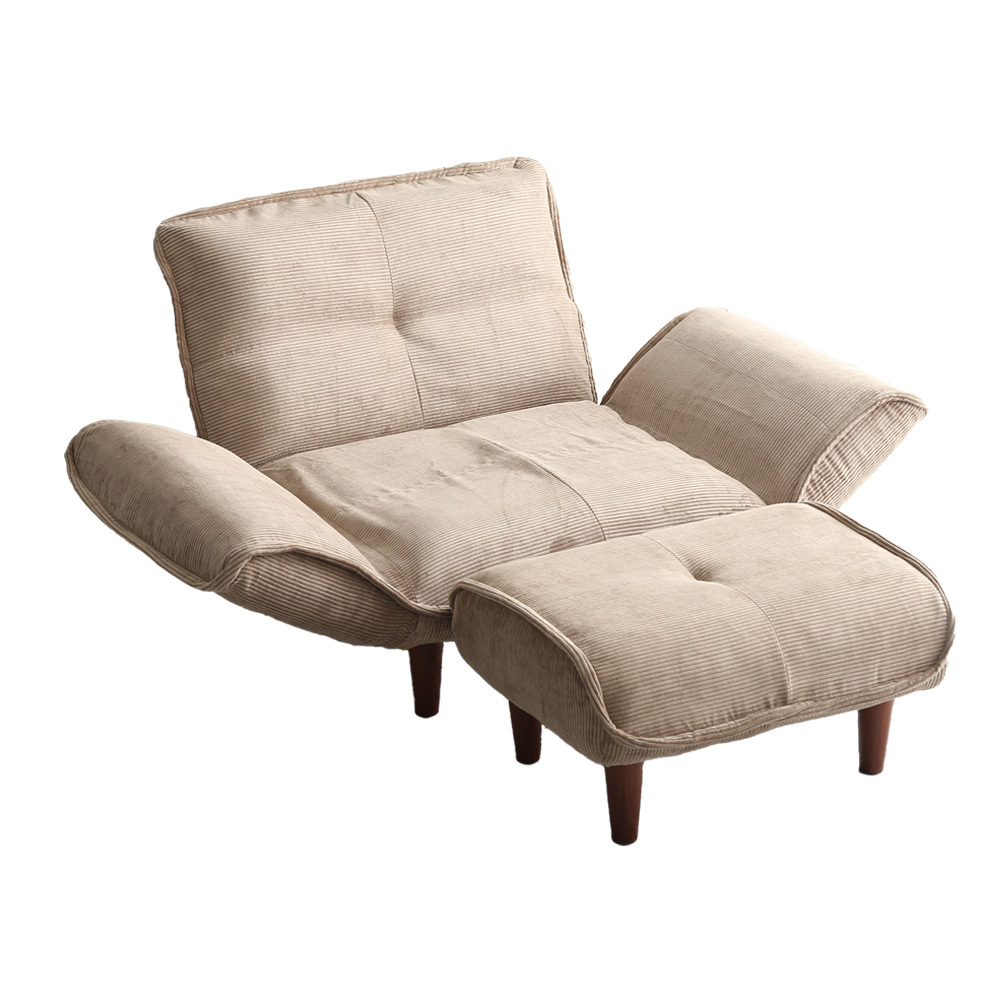 肌触りが良いコーデュロイソファ 1人掛け オットマンセット【Qooliss-クーリス-】SH-07-CDS1P-S-BE ベージュ拍卖