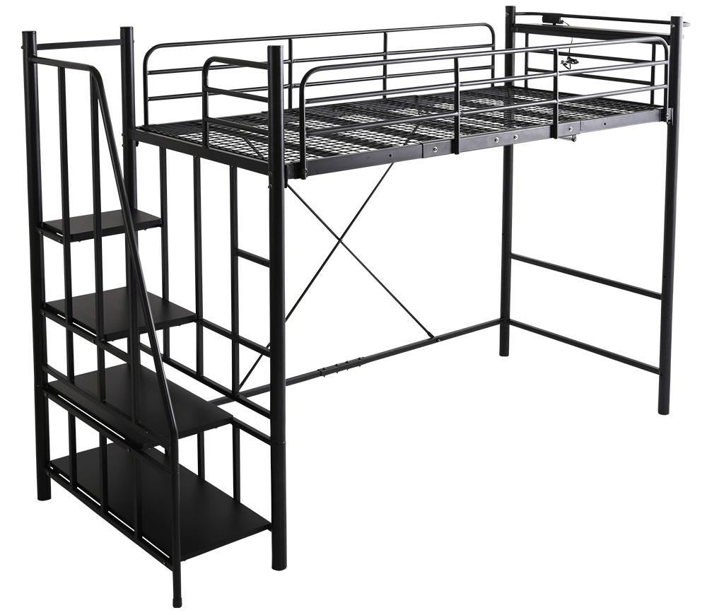 大人かわいいインテリア 階段付き パイプロフトベッド【Preve-プレーヴェ-】OKHT70-102-BL ブラック拍卖