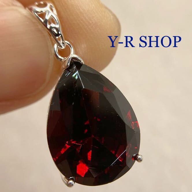 処分価格★雫型ガーネットのクラシカルデザインペンダントトップ★レディースネックレスシルバー925刻印カラーストーンアクセサリー新品Y-R拍卖