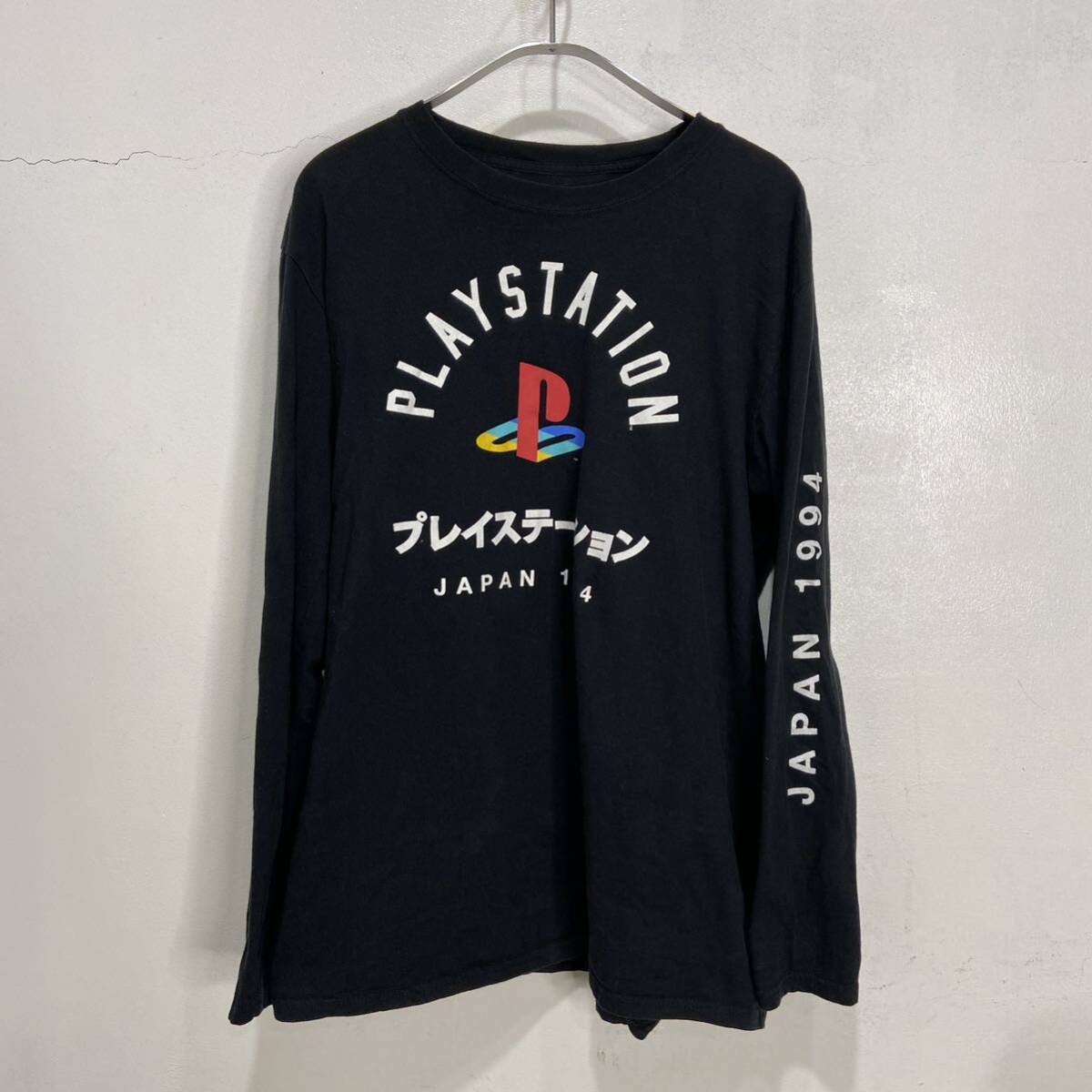 送料無料☆PlayStation☆プリントロンT☆スリーブロゴ☆ゲームT☆ブラック☆L☆拍卖