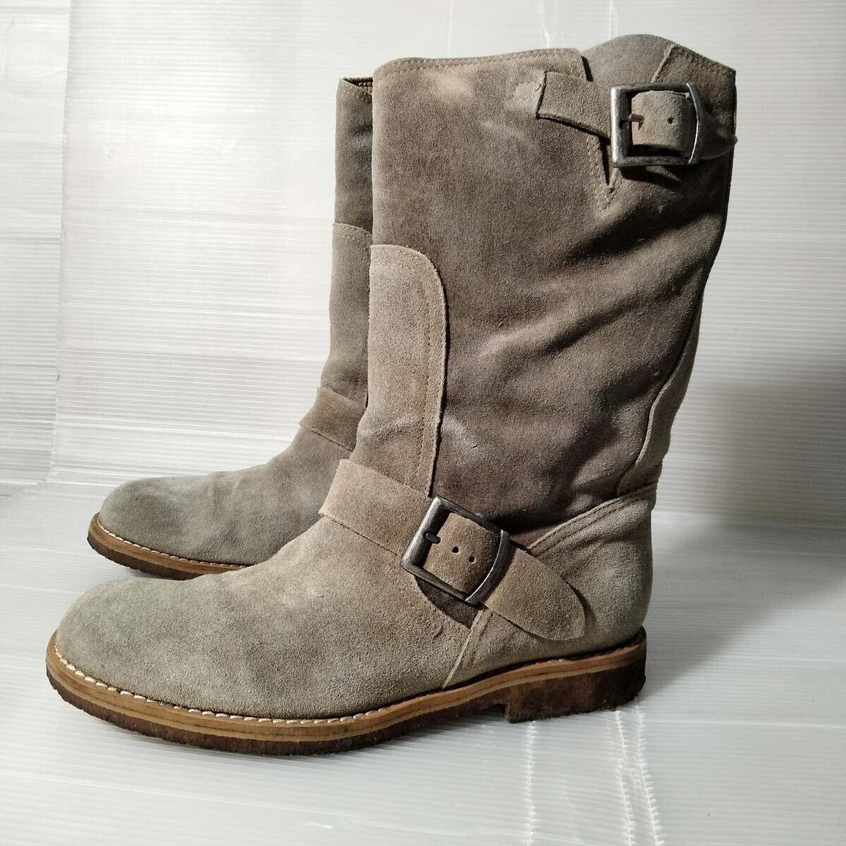 VICTOR ビクター スエード クレープソール ブーツ 37 24cm イタリア製 ベージュ suede boot 女性用 ミドル italy ビクトワール 拍卖