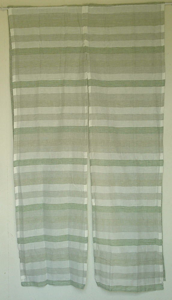 タッセル付2つ割れボーダーのれん2重カルール幅85×丈150cm/色/グリーン79808-sumi拍卖