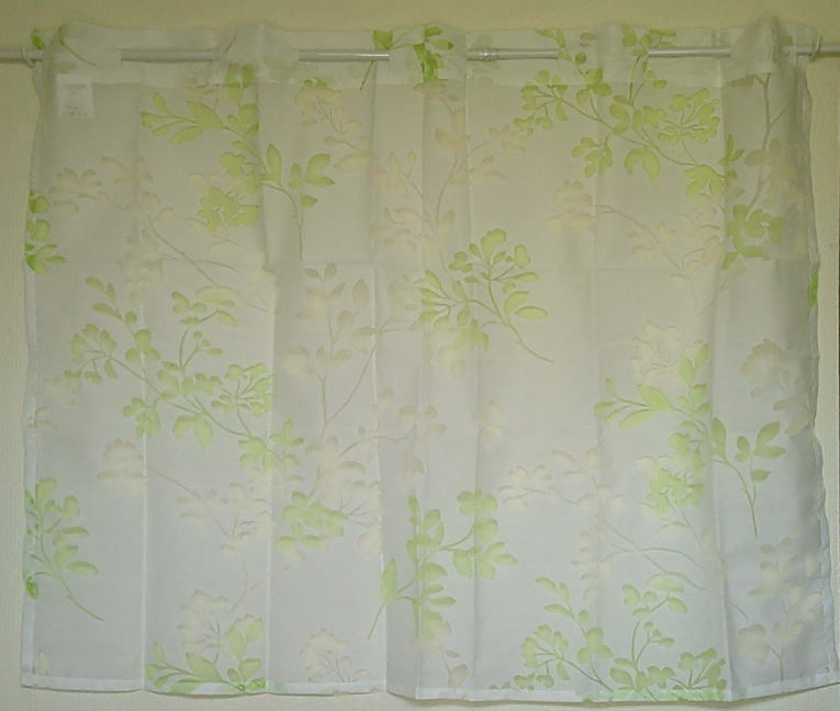裏表が同じ柄のオパールカフェカーテン巾100cmx丈75cmブランチ(枝葉)3グリーンsumi-79756拍卖
