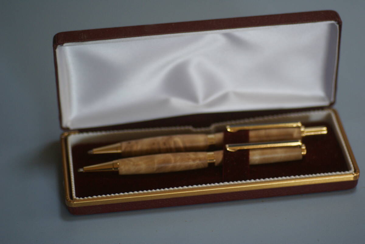 手作りボールペン シャープペン2本セット品 カバ瘤 送料無料拍卖