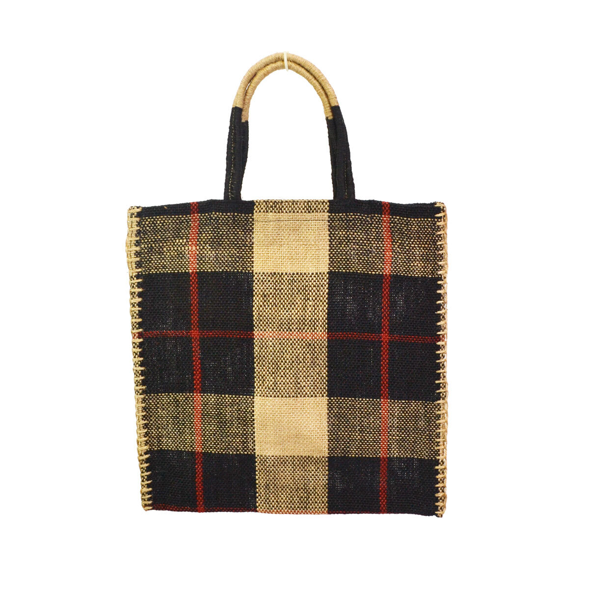 TARANGO ジュート トートバッグ レッドラインチェック拍卖