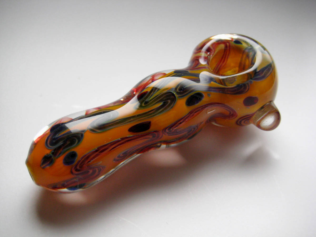 ◆SALE◆重厚パイレックス製ガラスパイプ“リキッドマーブル”ボング/耐熱強化ヘビーガラパイ◆サイケデリック&カラーチェンジ◆420喫煙具拍卖