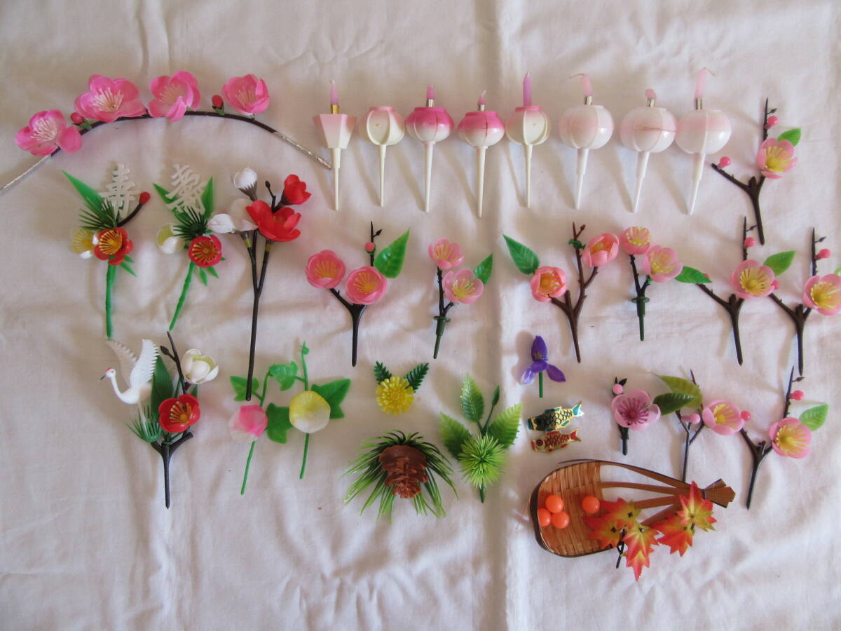 まとめ売り ケーキピック トッパー ひな祭り お祝い事用 手芸 工作 等に 未使用に近い拍卖