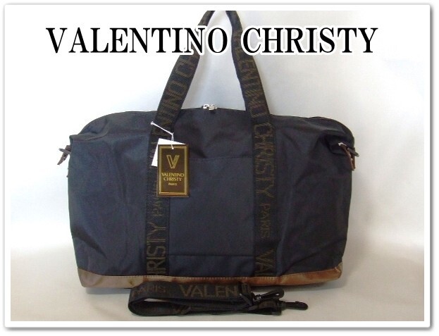 <値下げ>VALENTINO CHRISTYレディース英字ロゴテープ2WAYボストンバッグ/黒拍卖