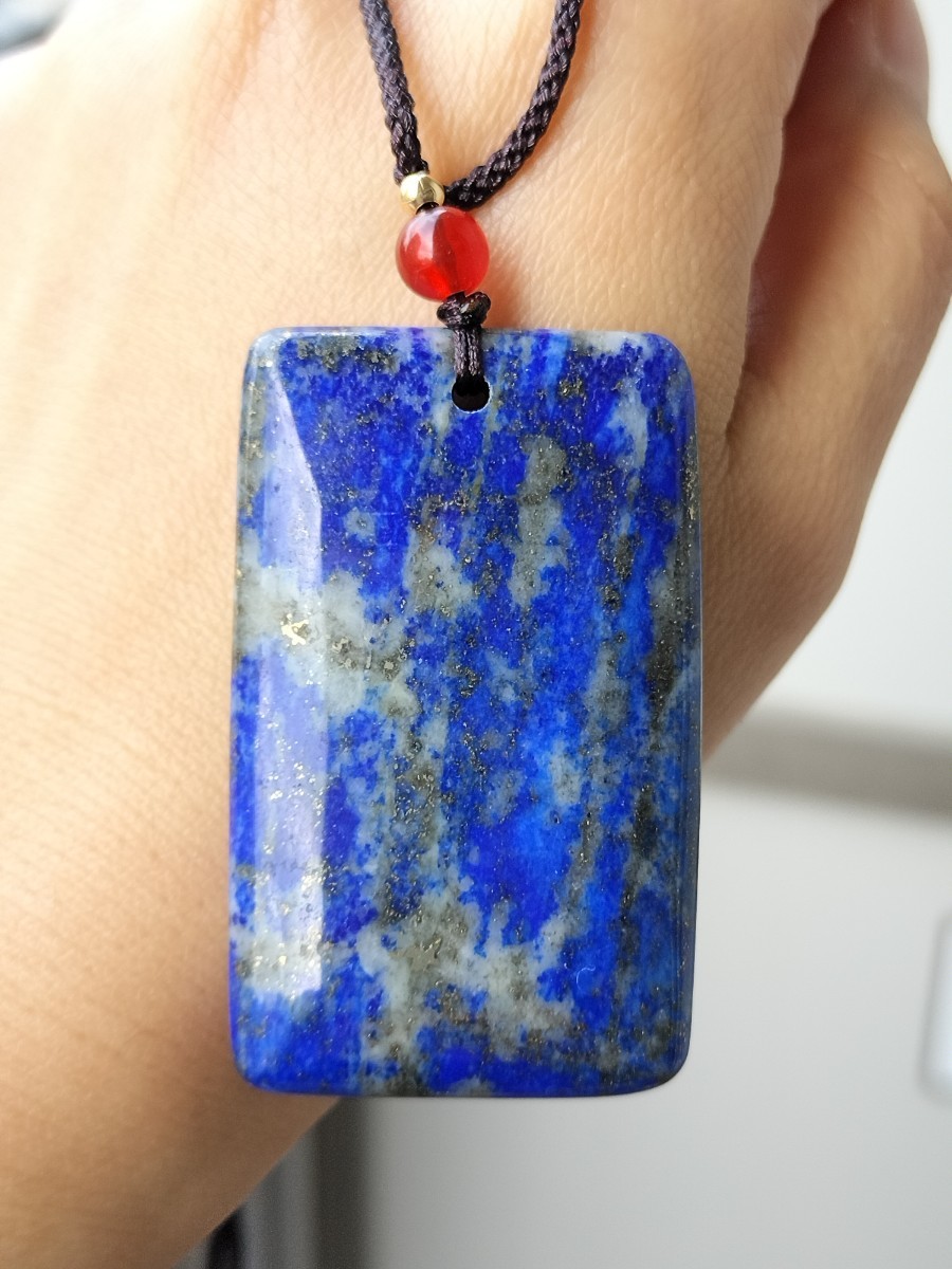 天然石 ラピスラズリ 無事牌 天藍石  ラズライト  方札 ネックレス拍卖