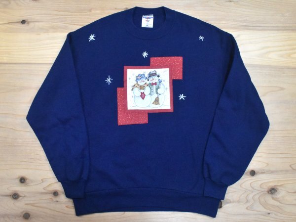 90's JERZEES スノーマン ビンテージ スウェット sizeL 紺 ネイビー トレーナー ダイヤタグ Made in USA アメリカ アメカジ USA古着 90年代拍卖