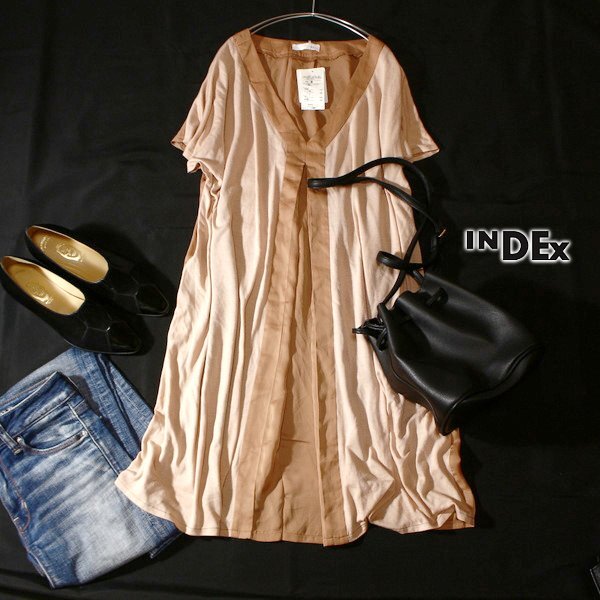 未使用 index インデックス ゆったり可愛い とろみ切り替え ストレッチ チュニック M 春 夏 24D03拍卖