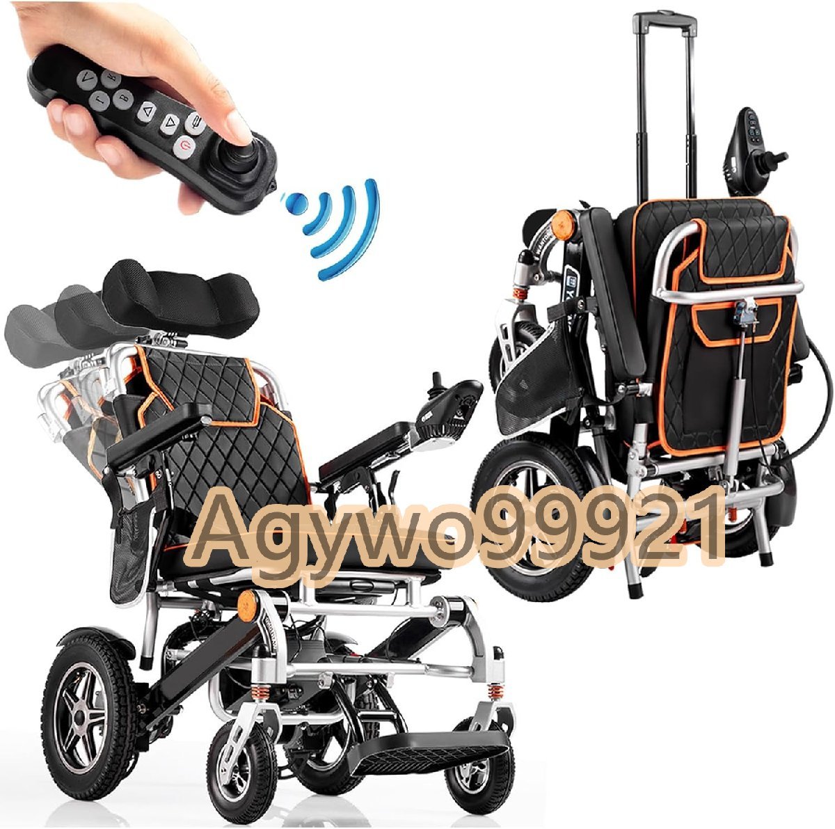 軽量折りたたみ式電動車椅子 500W デュアルモーター 高齢者用ポータブル電動車いす 360°ジョイスティッ 20AH リチウムイオン電池拍卖