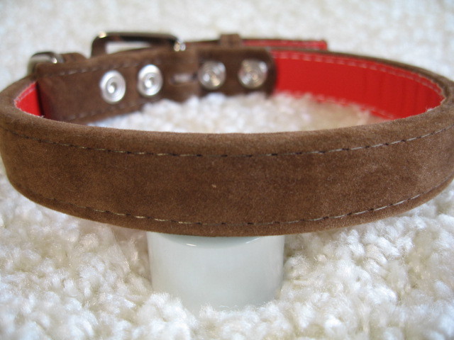 ★同梱お得★♯21-№44・スエード調首輪・薄茶♪拍卖
