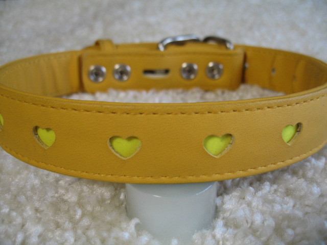 ★同梱お得★♯24-№67・ハート反射首輪・黄♪拍卖