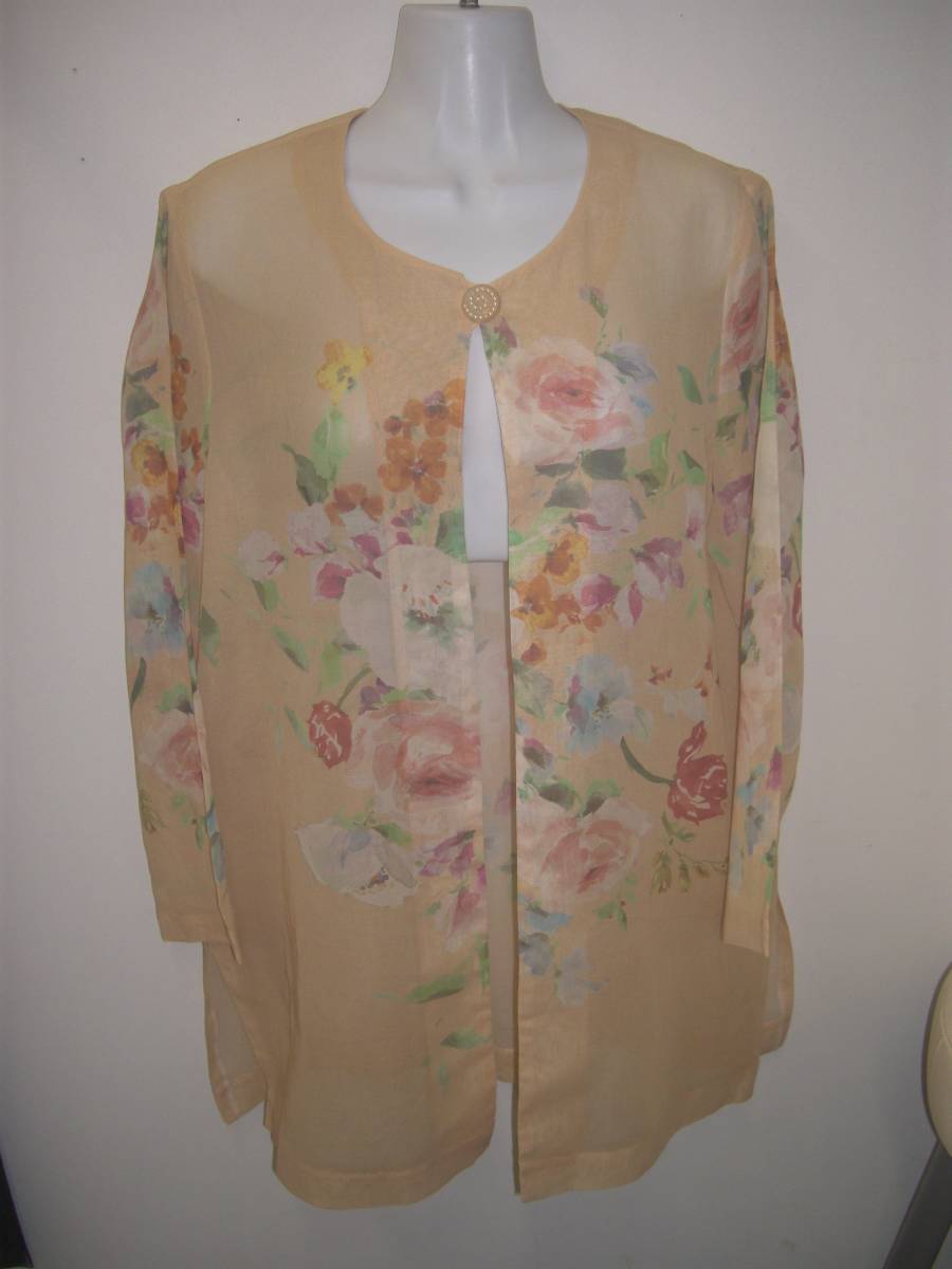 VIVID LADY(ビビッドレディー)訳あり/オーガンジー/透かし/プリント/着流し/ジャケット☆サイズM拍卖