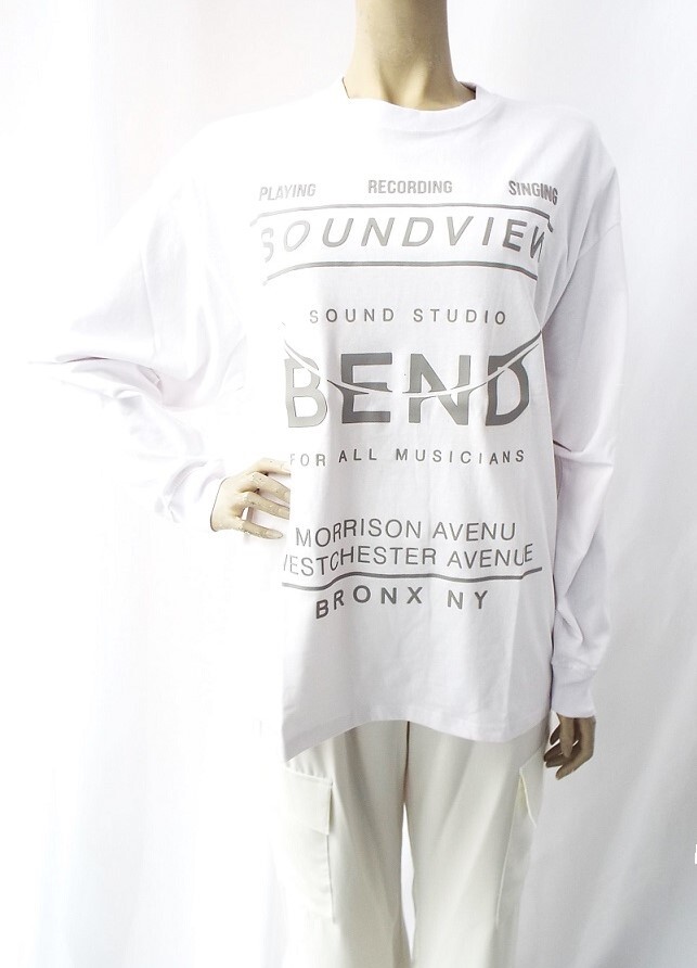 ボーメール ホワイト Mサイズ 天竺 綿100% 長袖Tシャツ ビッグサイズシルエット ヘビーウエイト 新品 BEAUMERE拍卖