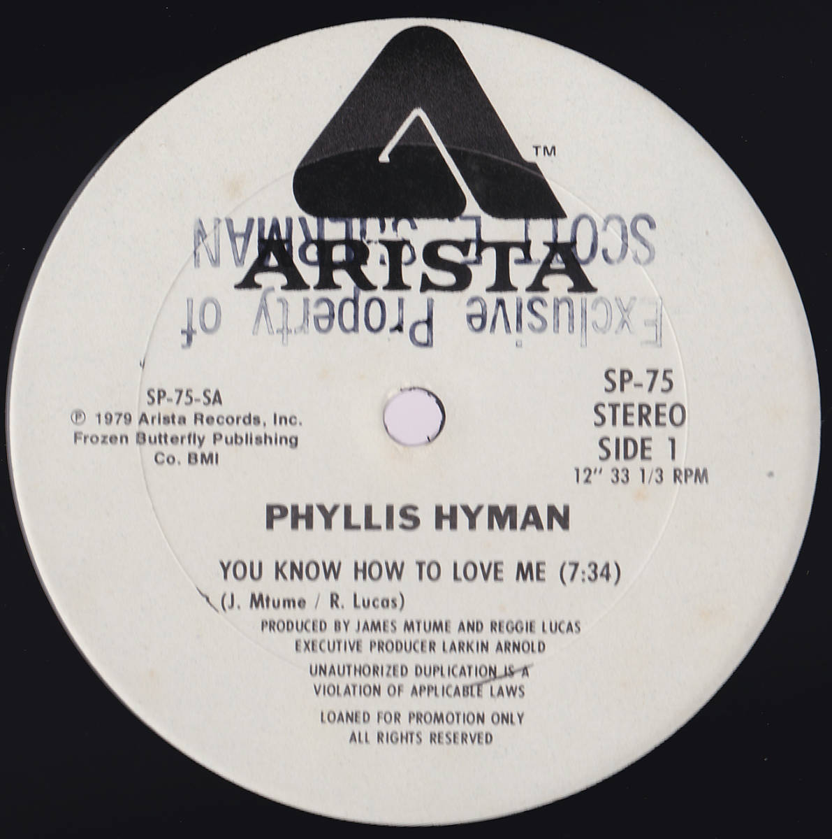ダンクラ12inch★PHYLLIS HYMAN / You know how to love me★promo only・Arista★拍卖