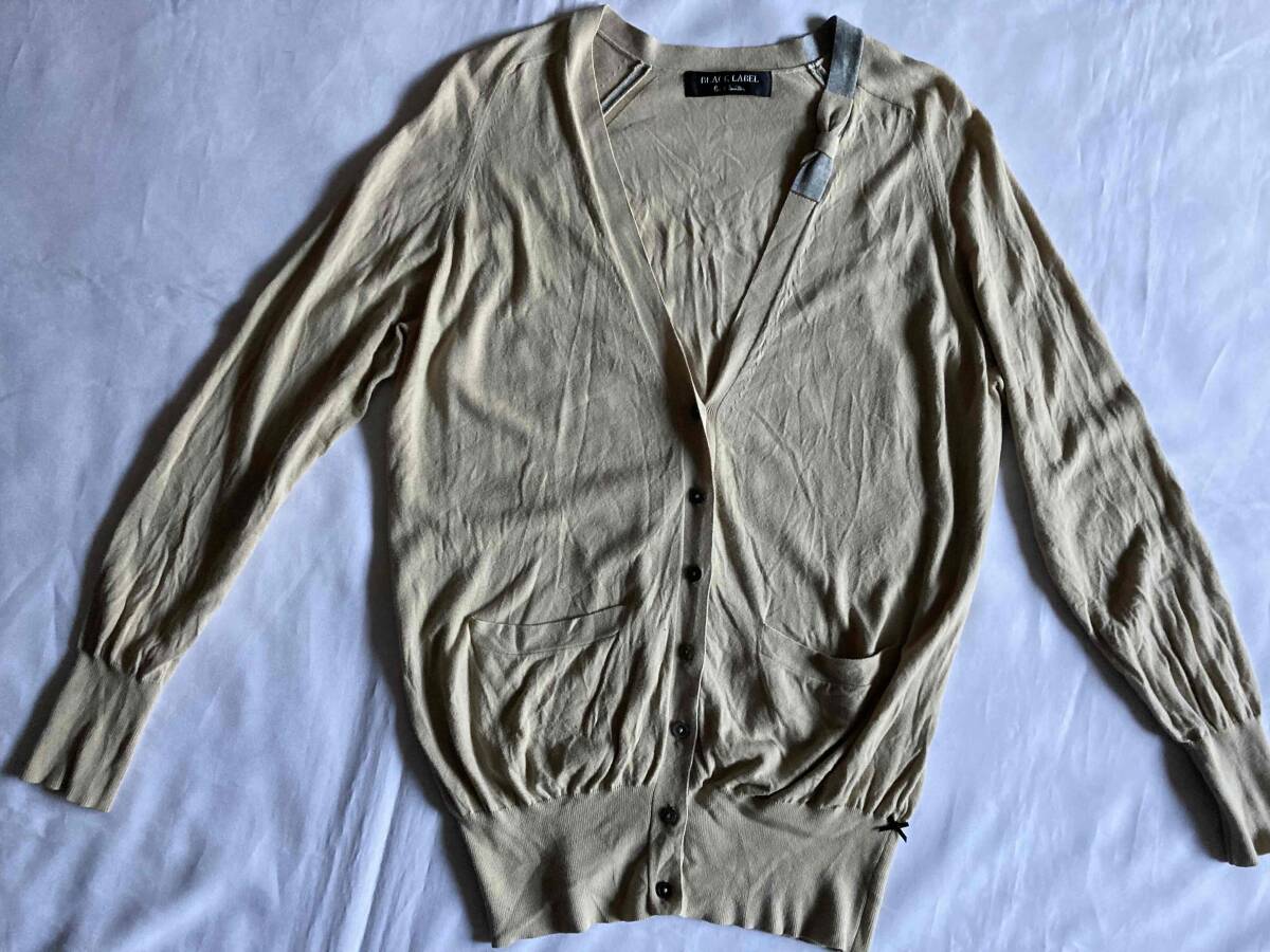 ◆Paul Sumith レディースカーディガン・リボン付き ベージュ×グレー XLサイズ / ポールスミス拍卖