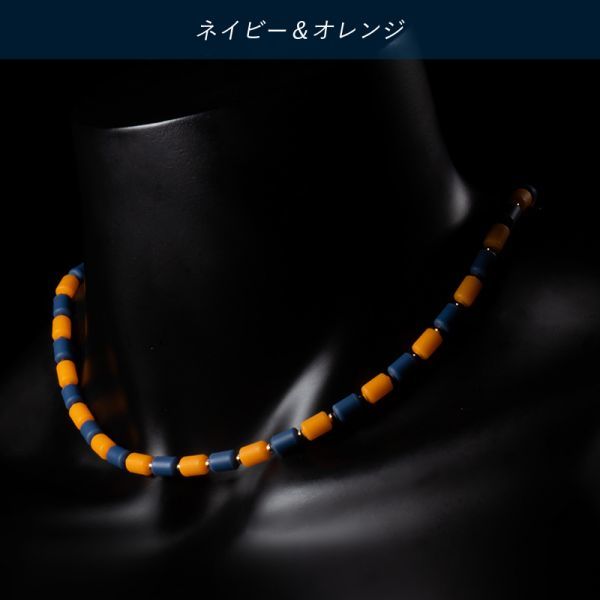 ★即決★クリオ インパルス ネックレス (シルバータイプ) ネイビー&オレンジ Sサイズ 43cm拍卖