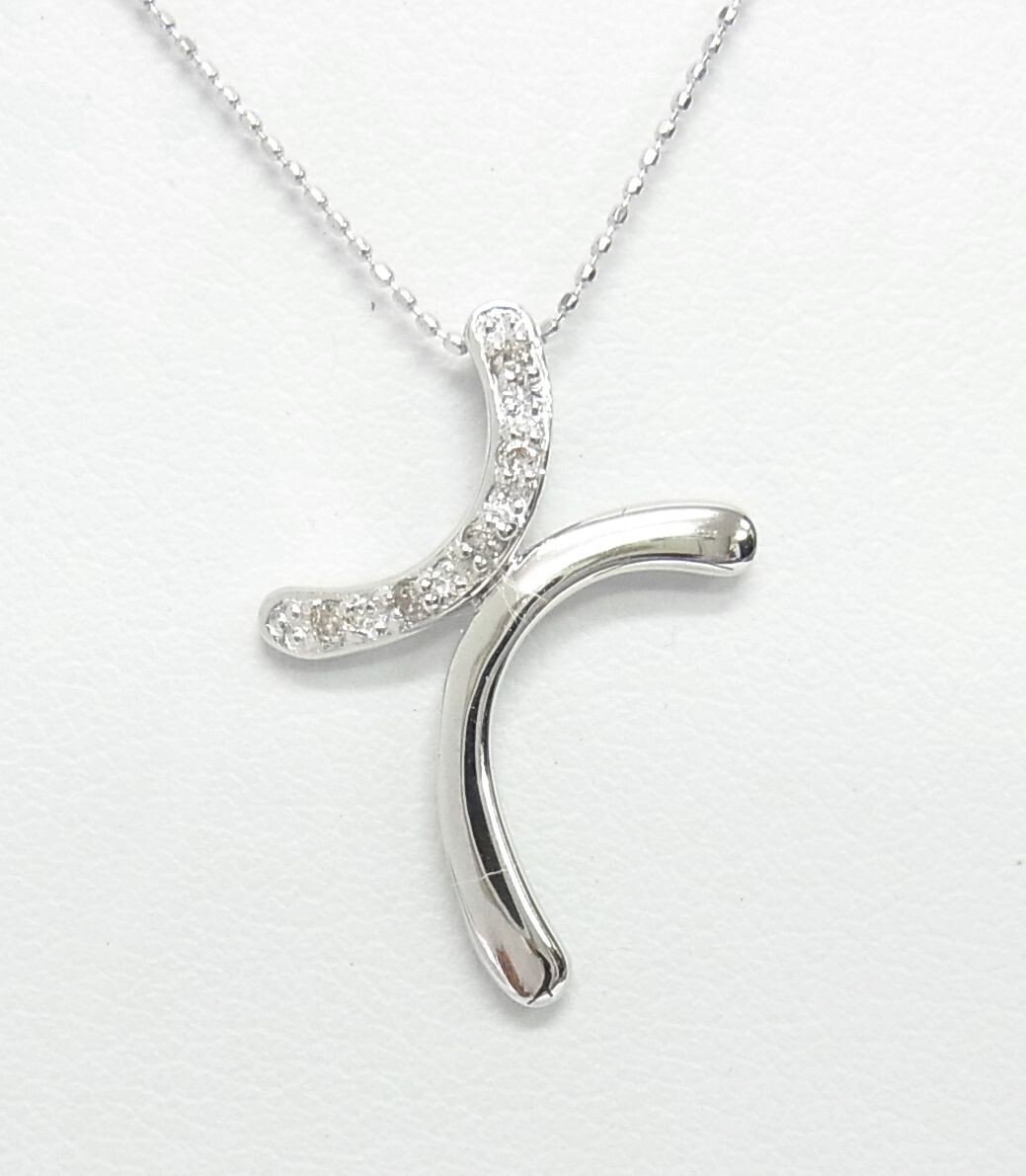 上質石使用 天然ダイヤモンド 18金ホワイト枠製 デザインペンダントネックレス 卸価格 送料込み拍卖