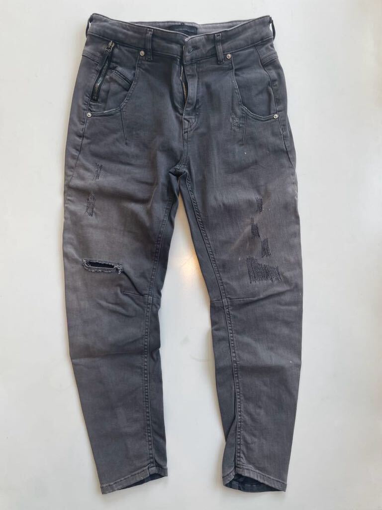 DIESEI BLACK GOLD サイズ24 スミ黒 ダメージ加工 ストレッチ有り拍卖