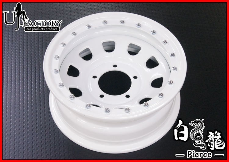 即納 白龍・ジムニー専用 JA11/JA12/JA22/JB23/JB64/JB74 ピアスボルト/ スチールホイール 6J×16インチ -20/PCD:139.7/5H ホワイト ×1本拍卖