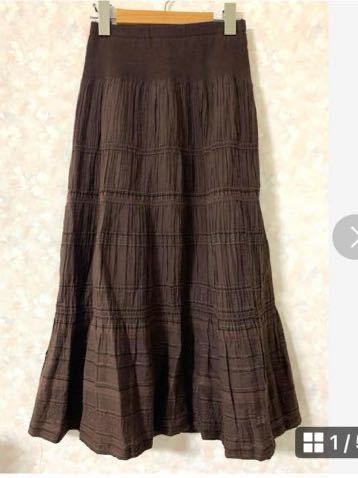 Bellebonita ロングスカート ラメ 4段切り替え ウエストゴム S拍卖