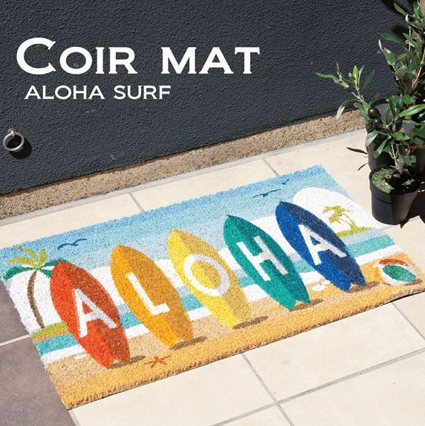玄関マット コイヤーマット ALOHA SURF アロハ サーフ 玄関 マット 敷物 インテリア おしゃれ かわいい アメリカン雑貨拍卖