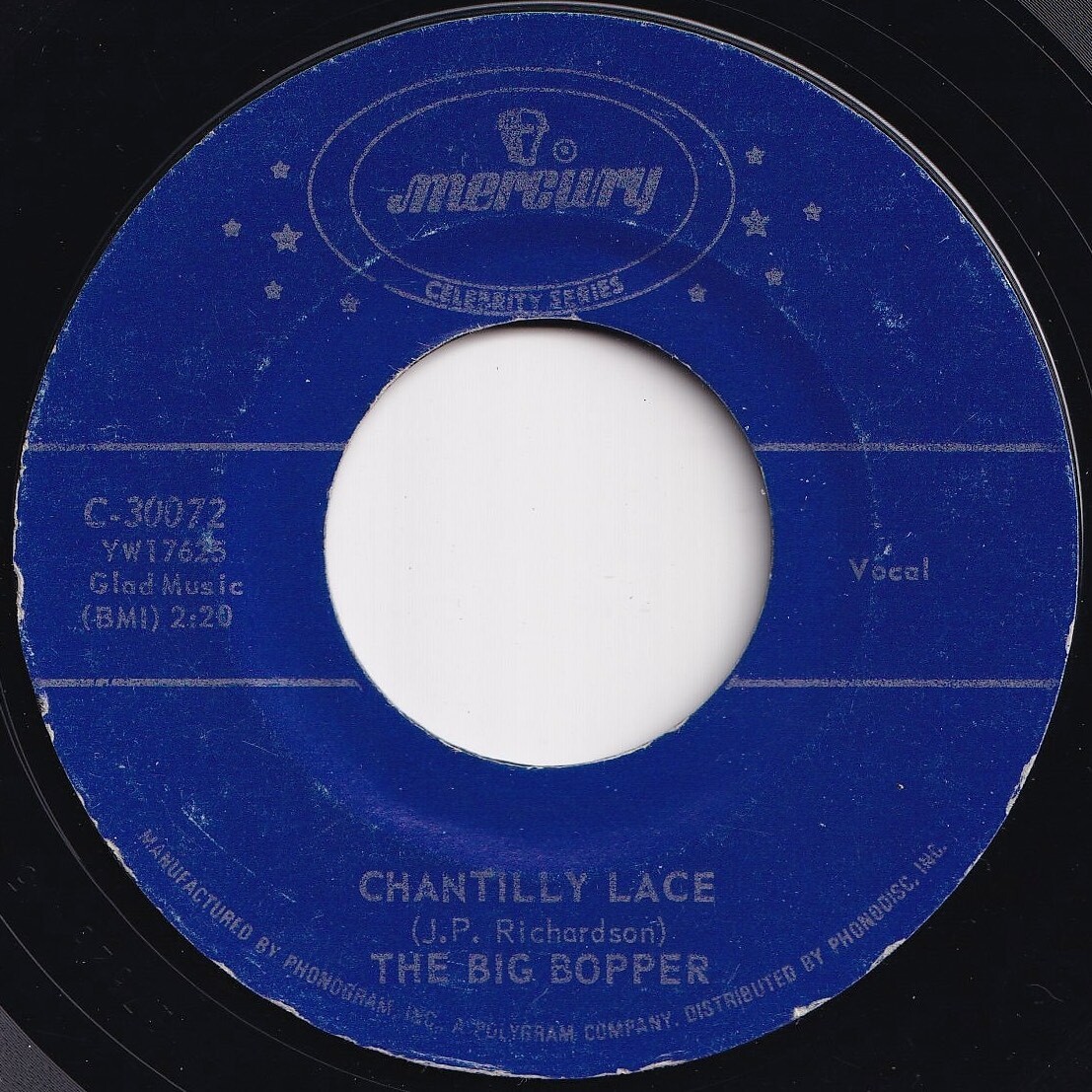 Big Bopper Chantilly Lace / Big Bopper's Wedding Mercury US C-30072 206252 R&B R&R レコード 7インチ 45拍卖