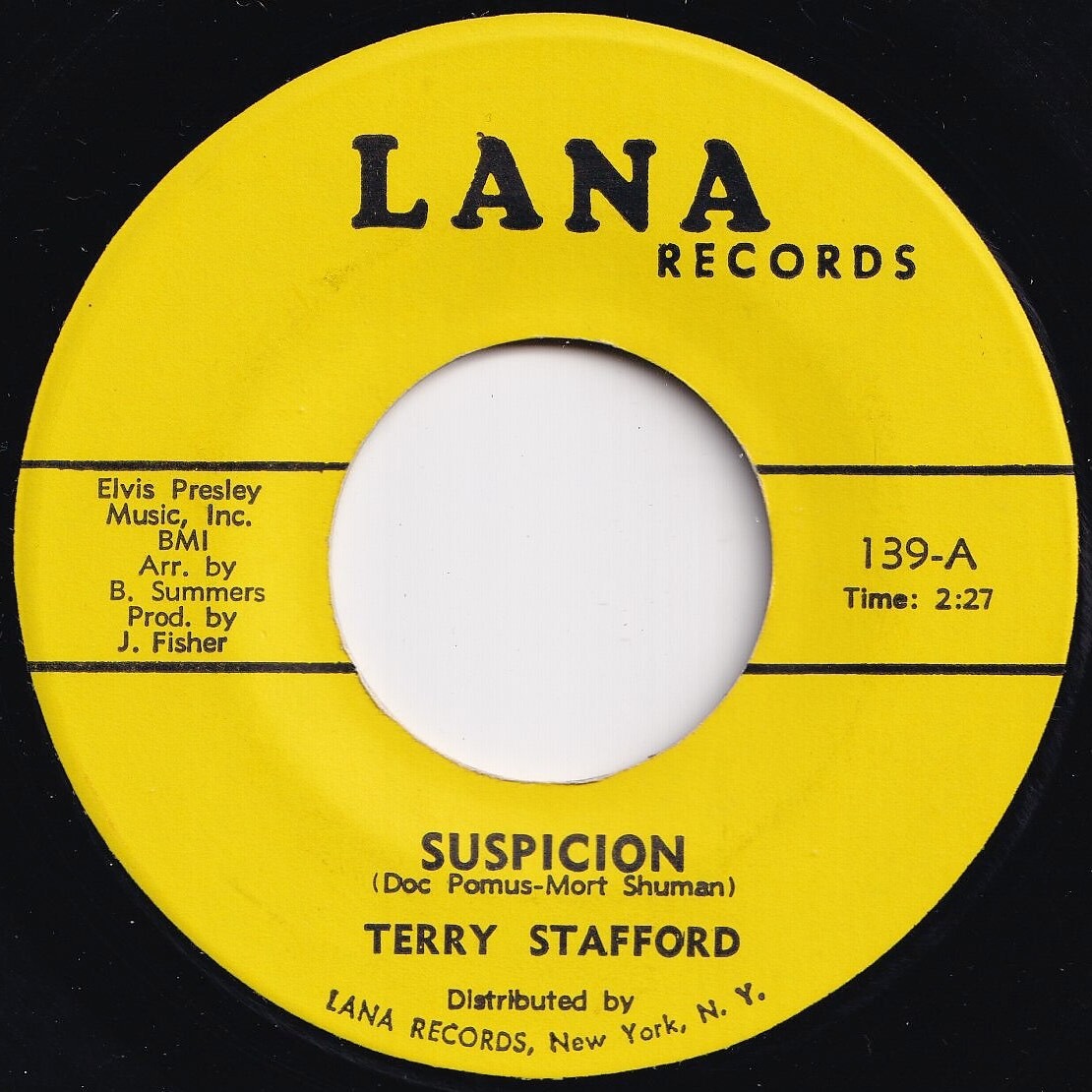 Terry Stafford Suspicion / Judy Lana US 139 206251 ROCK POP ロック ポップ レコード 7インチ 45拍卖