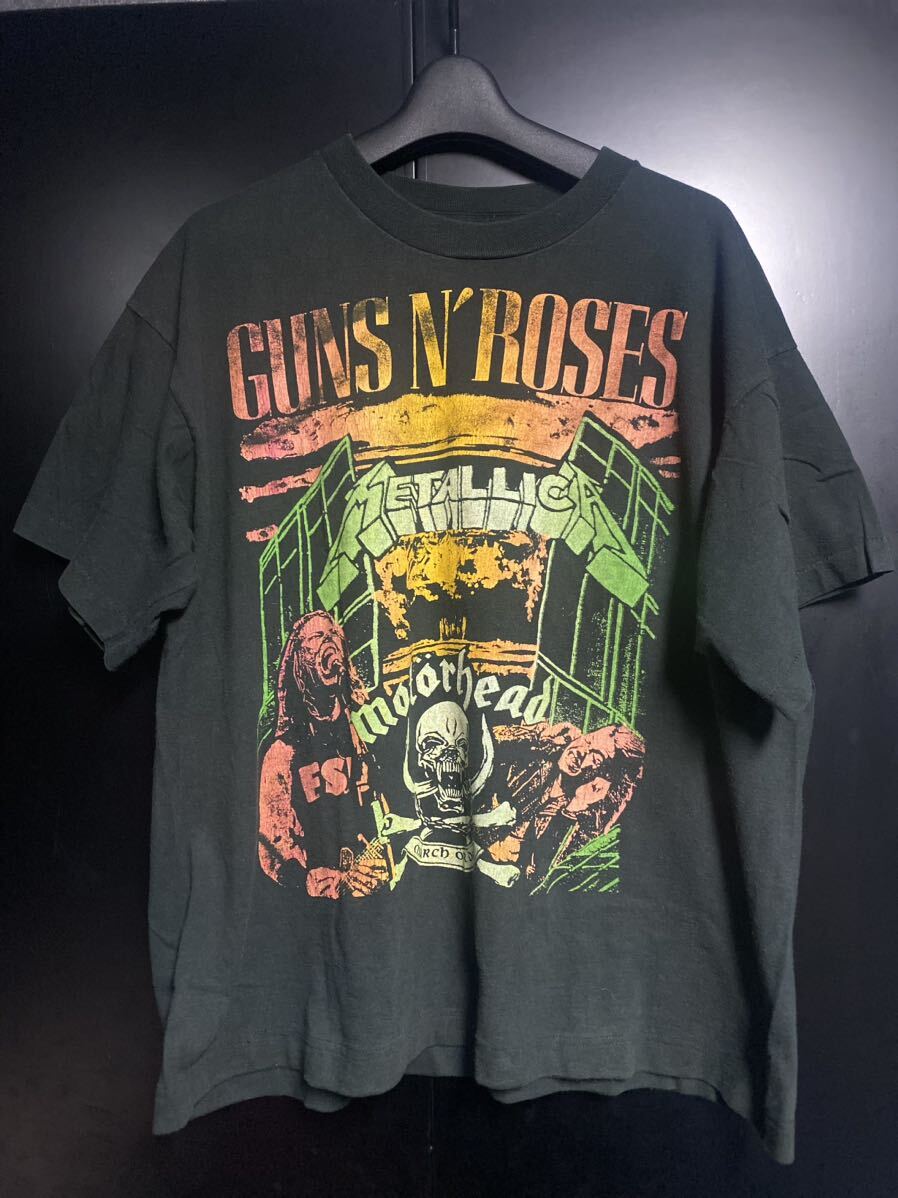 激レア90'S 当時物 90'S METALLICA GUNS N' MOTOR HEAD TOUR Tシャツヴィンテージ XL メタリカ ガンズ モーターヘッド バンドTシャツ拍卖