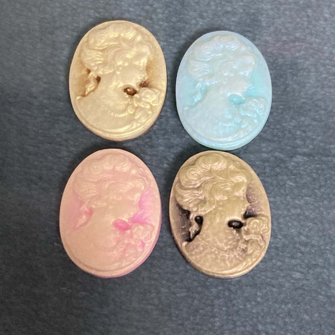 デコパーツアンティークカメオプラパーツ貴婦人4個セット①拍卖