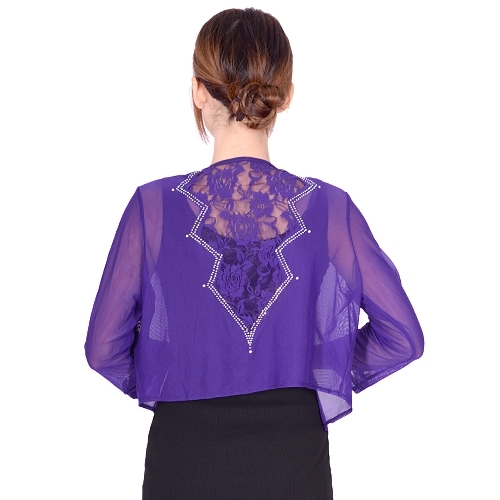 新品●送料無料◎社交ダンス ボレロ ジレ バックストーン パープル拍卖