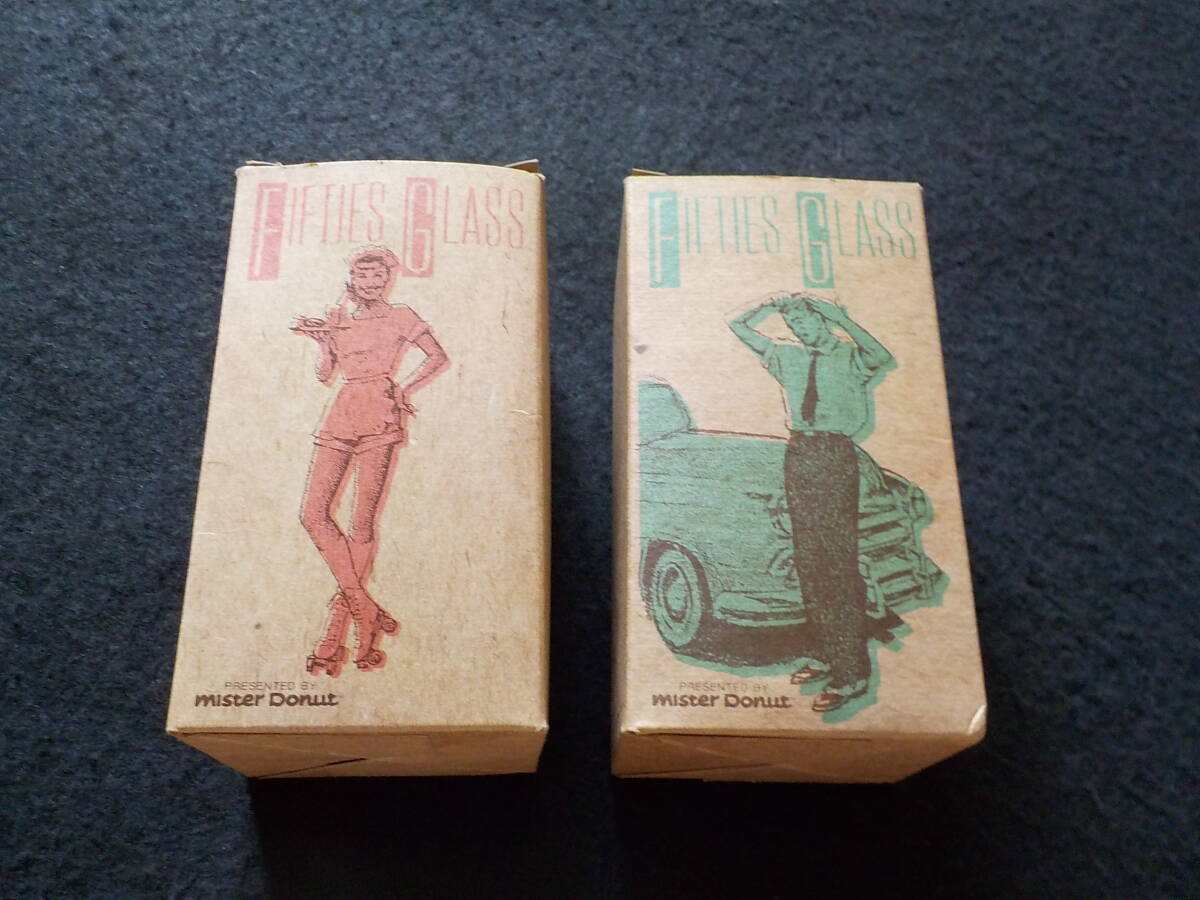 ★昭和レトロ★1985年★ミスタードーナツ★フィフティーズグラス★ローラベティ★スチュードバイカー★6角グラス2個セット★拍卖