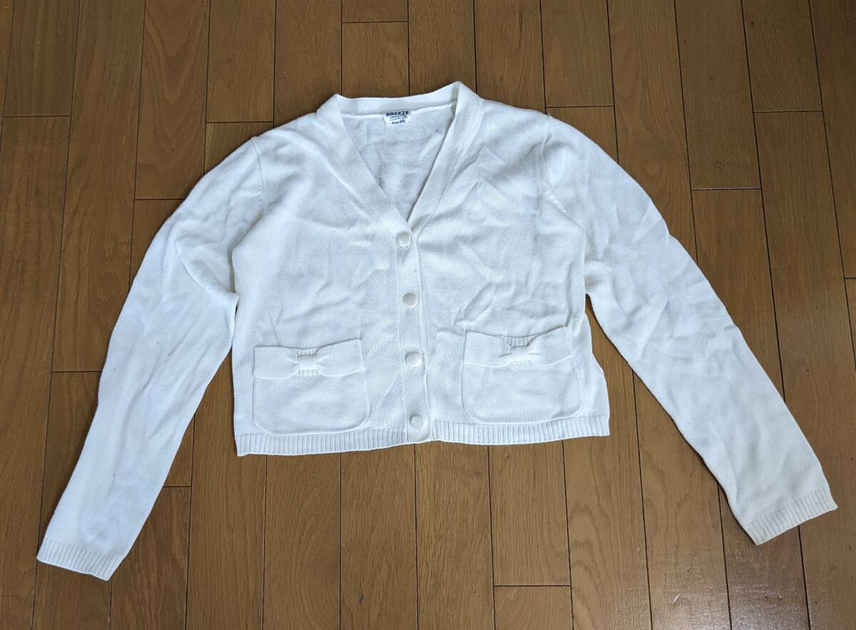 即決☆昨年購入 BREEZE カーディガン ボレロ 140 白 リボン フォーマルにも拍卖