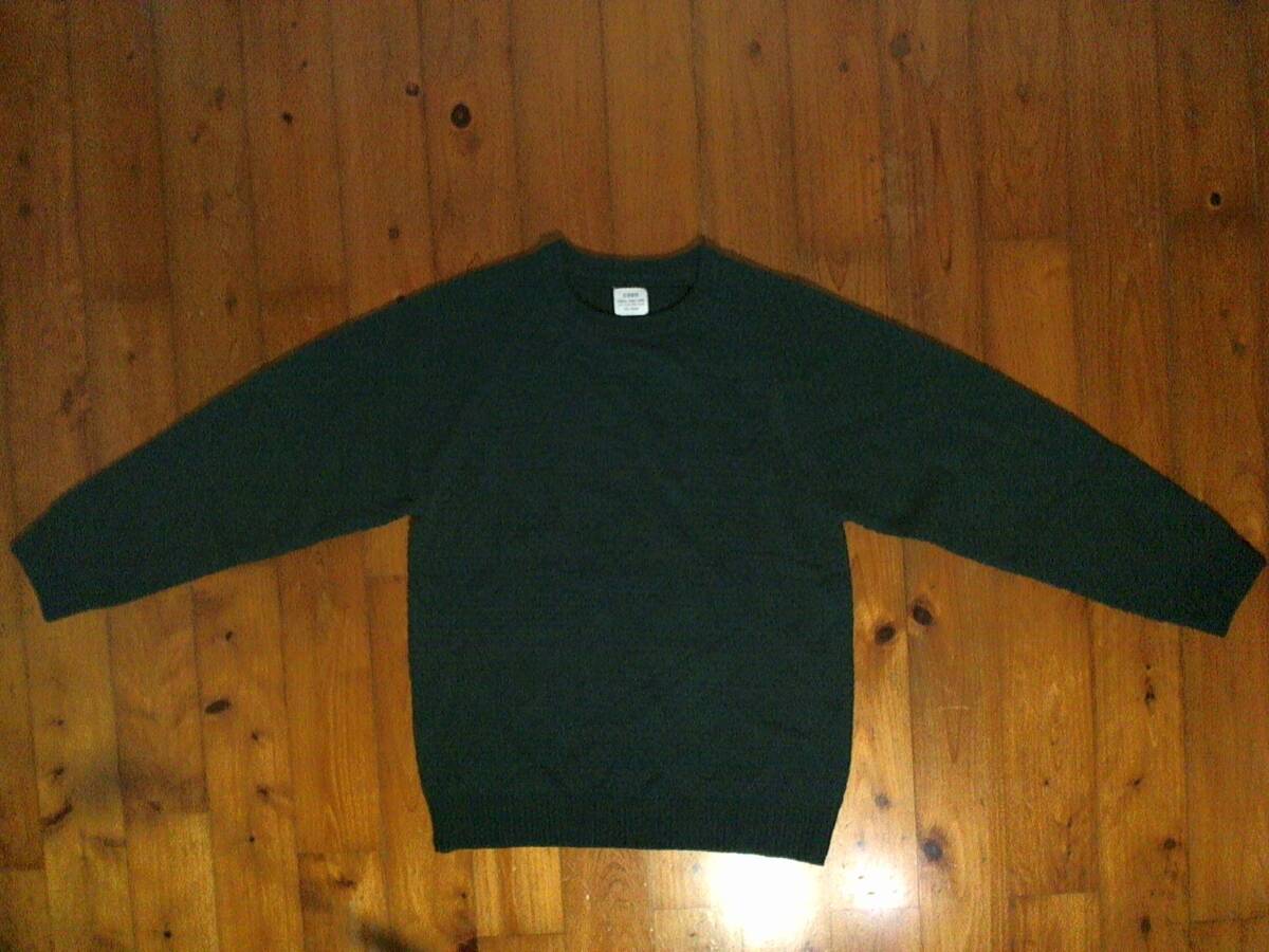 ☆コーエン【COEN】アクリル ニット クルーネック ラグラン セーター プルオーバー M 深緑 青緑拍卖