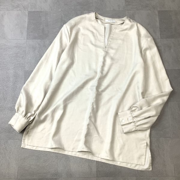 美品 Maker’s Shirt メーカーズシャツ 鎌倉シャツ スキッパーシャツ レディース 38 Mサイズ グレージュカラー拍卖