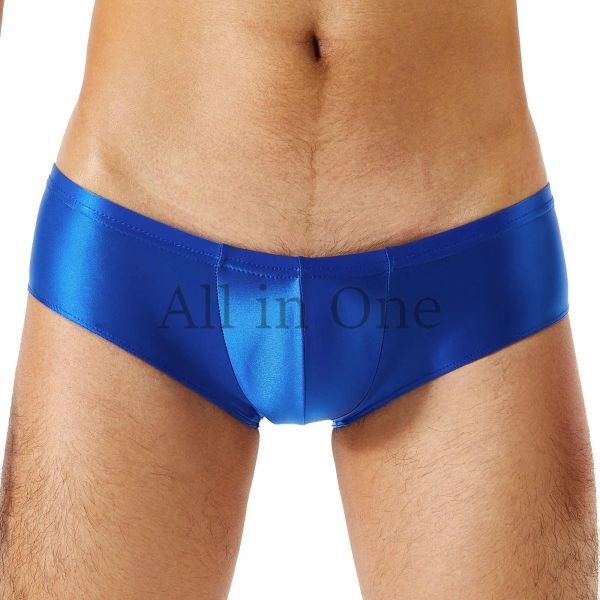 116-87-11 メンズ ツヤツヤ 光沢 ローライズ ブリーフ 【ブルー,Mサイズ】男性 下着 セクシー アンダーウェア エロ パンツ ショーツ .3拍卖