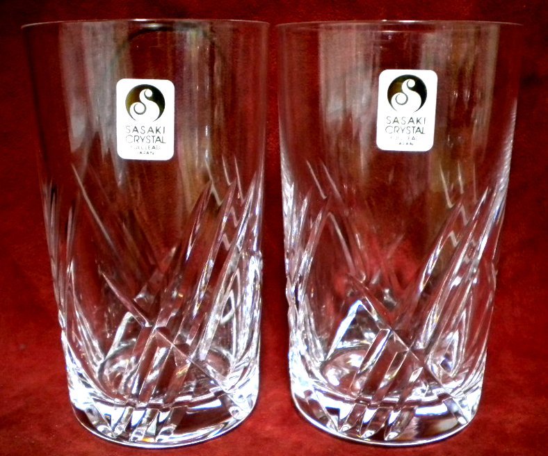 売切 廃盤品 ササキ クリスタル グラス 2客組 容量260cc 纏購入特典有 A/B 寸法φ上65/中62/下56×H113mm 重量230g 口元厚1.4mm 底厚12mm拍卖
