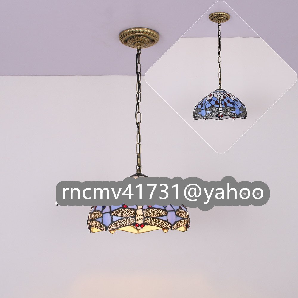 「81SHOP」 芸術品ペンダントライト ステンドランプ ステンドグラス 蜻蛉 花柄 照明 ティファニー ベッドルーム用 通路用ランプ 室内装飾拍卖