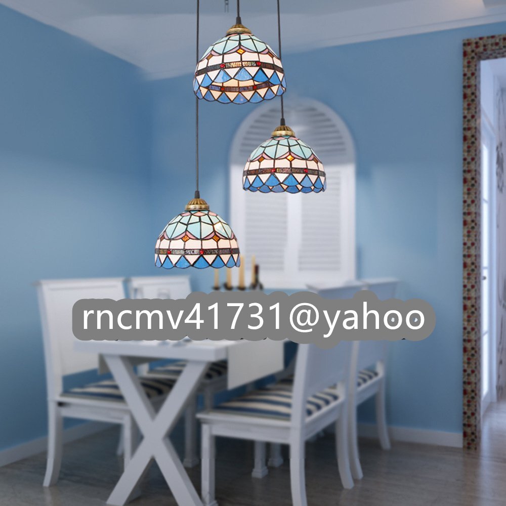「81SHOP」 芸術品 3灯ペンダントライト ステンドランプ ステンドグラス 花柄 ティファニー 通路用ランプ ベッドルーム用 照明 室内装飾拍卖