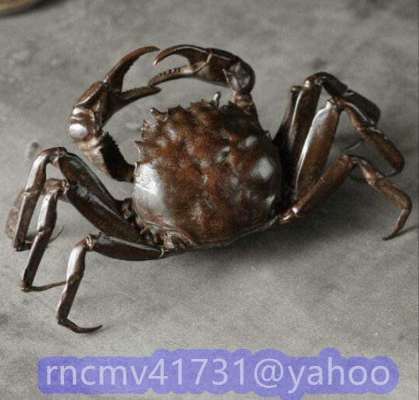 「81SHOP」極美品★ 古銅茶寵置物蟹カニ実心銅茶寵可養創意茶振子拍卖