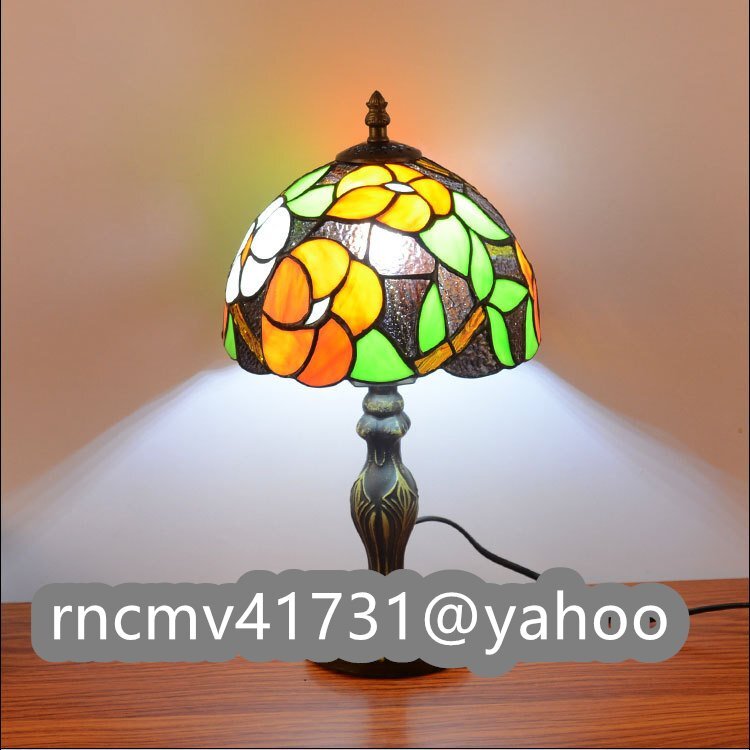 「81SHOP」 ステンドランプ ステンドグラス デスクライト 花柄 照明 ランプ レトロな雰囲気 ティファニー技法 室内装飾拍卖