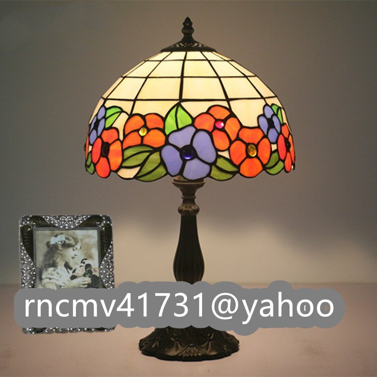 「81SHOP」 ステンドランプ 照明 ステンドグラス レトロな雰囲気 花柄 ティファニー技法 テーブルスタンド アンティーク 室内装飾拍卖